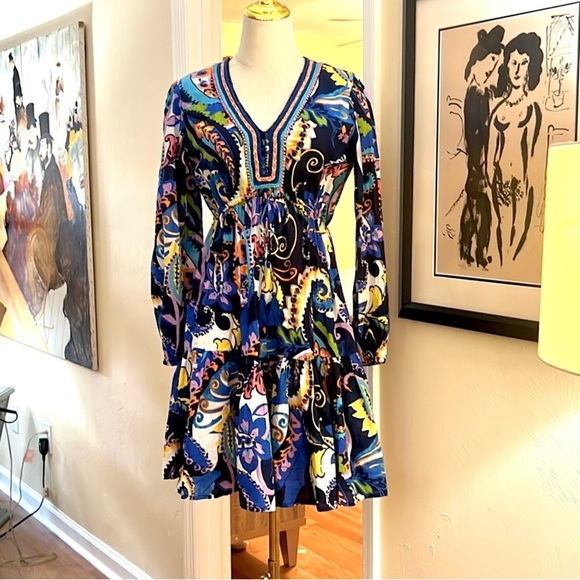 Kaktus,Vibrant V-Neck, Paisley Dress, Drawstring,Excellent Condition,Size S - Picture 12 of 15